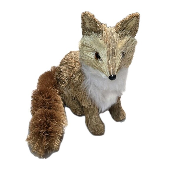 Unbranded Other - NWT Fall Straw Fox Decoration Sisal Brush Rustic Home Décor Fall Decoration